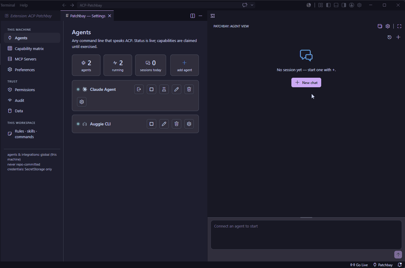 ACP Patchbay — managing multiple ACP agents in one VS Code client
